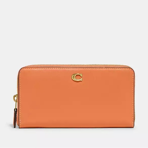 Coach Accordion Zip Wallet Brass/Faded Orange - Picture 14 of 16